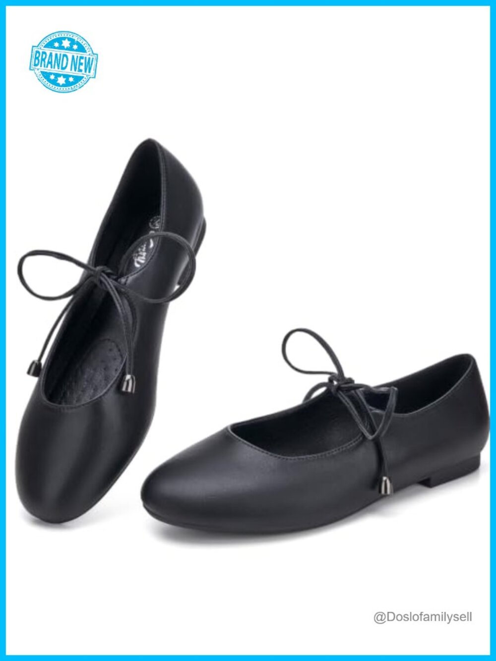 Mary Jane Ballet Flats Women Lace Up Round Toe Comfort Dress Shoes